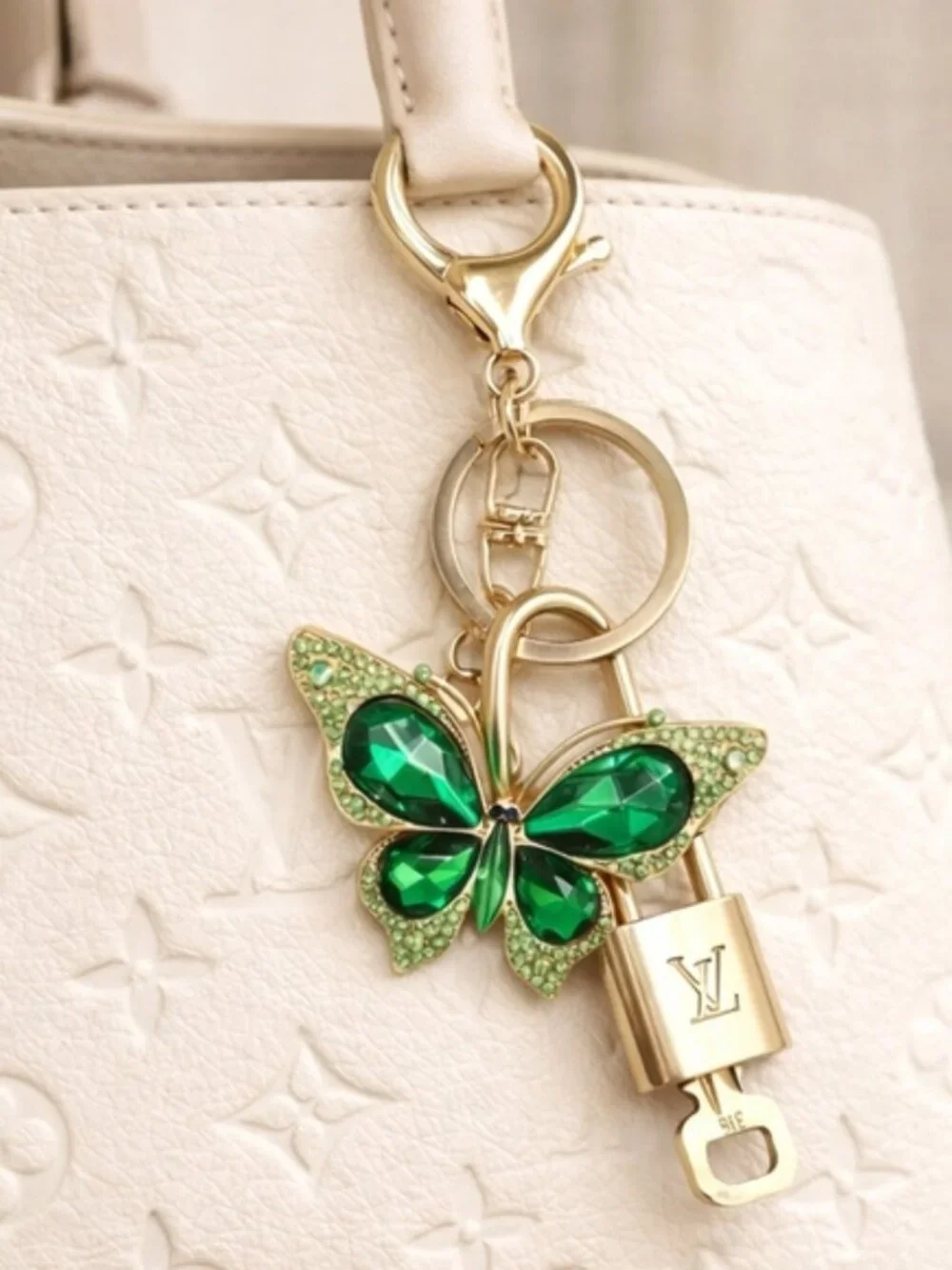 Louis Vuitton Gold Lock 🔒 Authentic LV Key + Unbranded Butterfly Bag Charm
